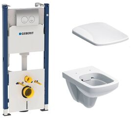 унитаз с инсталляцией geberit: 458.121.se.1 set + selnova square 500.275.01.1 в Шымкенте фото № 1