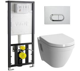 Комплект vitra s50 9003b003-7201 подвесной унитаз с инсталляцией и кнопкой в Шымкенте фото № 1