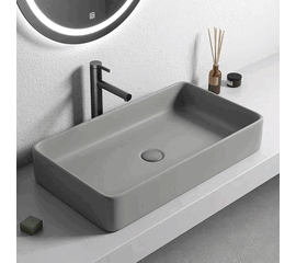 раковина накладная hans m9040d 60x35 см, серая матовая в Шымкенте фото № 1