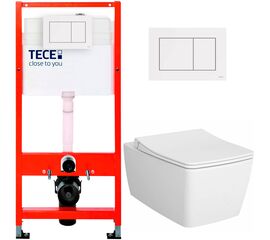 унитаз с инсталляцией 5в1 tece 9400407 vitra metropole 5671b003-0075, белая клавиша now 9240400 в Шымкенте фото № 1
