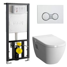 Комплект vitra d-light: унитаз безободковый 5911b003-1086 с инсталляцией и кнопкой. тонкая крышка в Шымкенте фото № 1