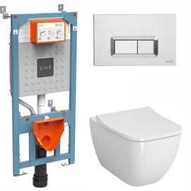 Комплект vitra shift: унитаз безободковый 7742b003-0075 с инсталляцией 762-5800-01 и кнопкой 740-0680 в Шымкенте фото № 1