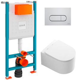 унитаз с инсталляцией 5в1 hans vitra 5504 800-1873 rr 740-2280, клавиша хром в Шымкенте фото № 1