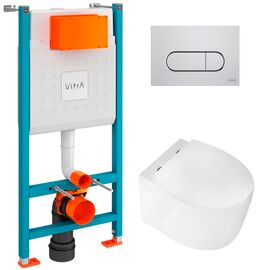 унитаз с инсталляцией 5в1 hans vitra 5510 800-1873 rr 740-2280, клавиша хром в Шымкенте фото № 1