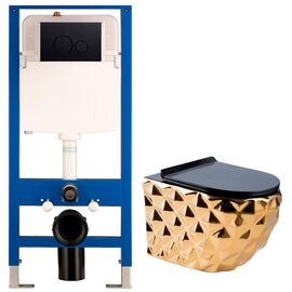 унитаз с инсталляцией 5в1 hans vg5626/010 h5108-0107, прямоугольная белая клавиша в Шымкенте фото № 1