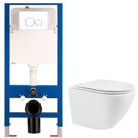 унитаз с инсталляцией 4в1 hans hs-046tq2 h5108-0107, круглая белая клавиша в Шымкенте фото № 1