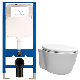 унитаз с инсталляцией 5в1 hans 5510 h5108-0107, круглая белая клавиша в Шымкенте фото № 1