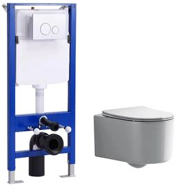 унитаз с инсталляцией 5в1 hans m5504d h5108-0107, белая круглая клавиша в Шымкенте фото № 1