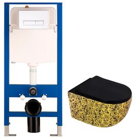 унитаз с инсталляцией 5в1 hans vz-se0075616 h5108-0107, прямоугольная белая клавиша в Шымкенте фото № 1