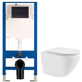 унитаз с инсталляцией 4в1 hans hs-046tq2 h5108-0203, прямоугольная черная клавиша в Шымкенте фото № 1