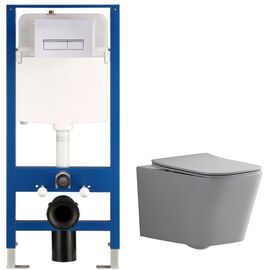 унитаз с инсталляцией 5в1 hans m5505d h5108-0207, белая прямоугольная клавиша в Шымкенте фото № 1