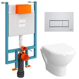 унитаз с инсталляцией 4в1 vitra v-fix core 800-1875, vitra zentrum 5795b003-0850 функция биде, клавиша root r хром в Шымкенте фото № 1