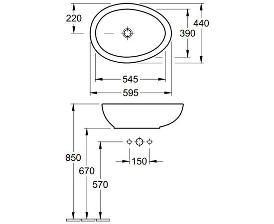 раковина накладная villeroy&boch aveo new generation 4132 60 r1 595х440 мм в Шымкенте фото № 3