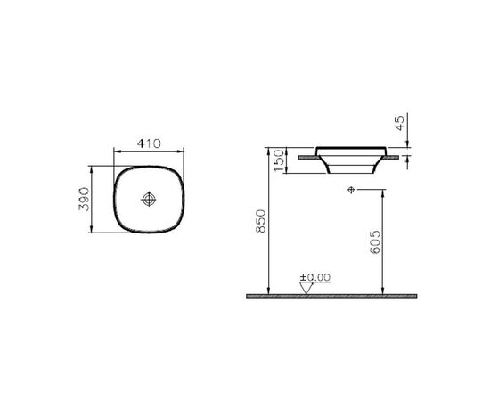 раковина на столешницу vitra frame 5654b403-0016 40см в Шымкенте фото № 4
