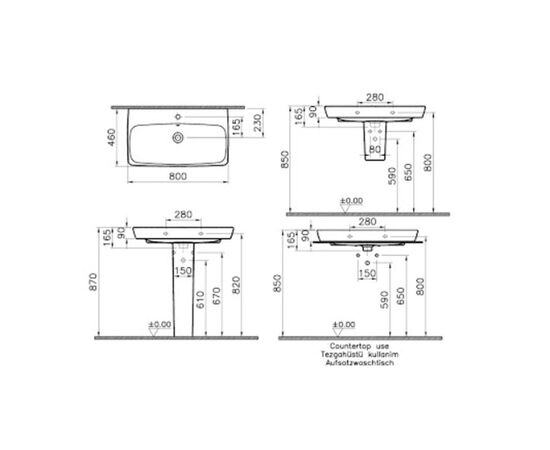 раковина vitra metropole 5663b003-0001 80 см с пьедесталом в Шымкенте фото № 3