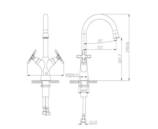 Lemark lm5706c дуэтто смеситель для умывальника с поворотным изливом, хром в Шымкенте фото № 2