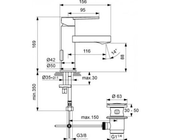 смеситель для раковины ideal standard smart b0459aa в Шымкенте фото № 3
