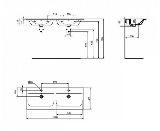 раковина на столешницу ideal standard connect air e027301 124х46 см в Шымкенте фото № 3