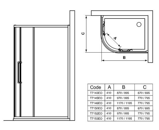Душевой уголок ideal standard 100x80 kubo t7145/k240701 (a)  l в Шымкенте фото № 2