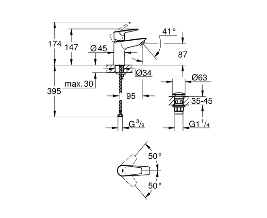 смеситель для раковины bauedge grohe 23896001 в Шымкенте фото № 2