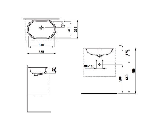 раковина под столешницу laufen savoy h8189460001091 51x31 см в Шымкенте фото № 3
