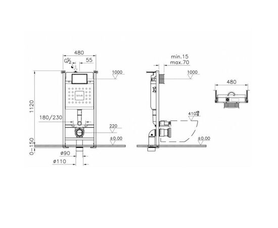 Инсталляция для унитаза 3в1 vitra core 800-1875 с клавишей root s 740-2380 в Шымкенте фото № 2