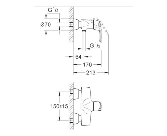 смеситель для душа grohe chiara 32307000, наружный, хром в Шымкенте фото № 2