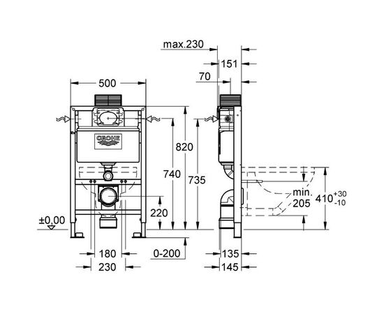 Инсталляция для унитаза grohe rapid sl 38948000, 82 см в Шымкенте фото № 2