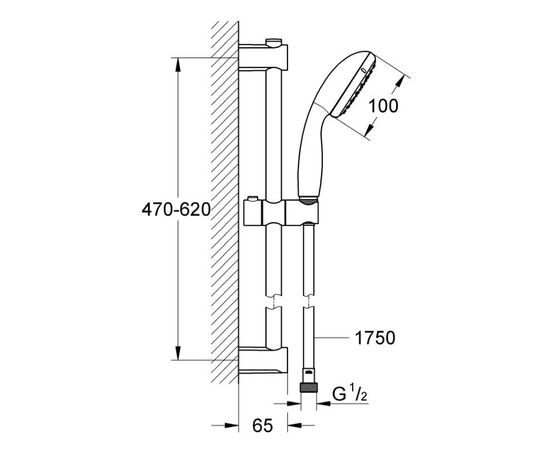 Душевой гарнитур grohe vitalio start 279482430, черный матовый в Шымкенте фото № 2