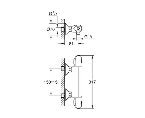 термостат для душа grohe grohtherm 1000 34814003, хром в Шымкенте фото № 3