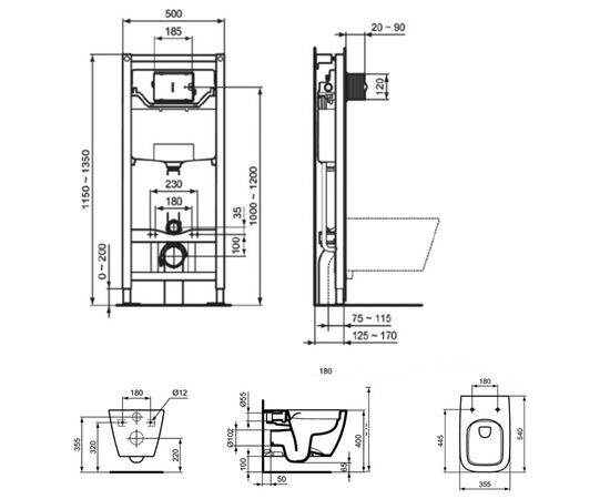 унитаз с инсталляцией 4в1 ideal standard i.life b t461401 r020467 m2 r0121aa в Шымкенте фото № 2