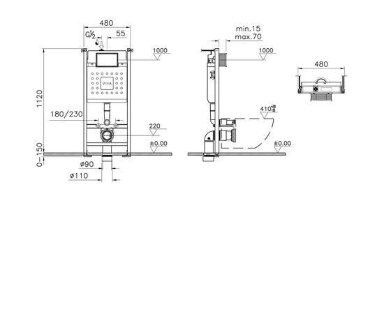 Инсталляция 3в1 v-fix сore 732-5800-01 740-0500 loop белая в Шымкенте фото № 3