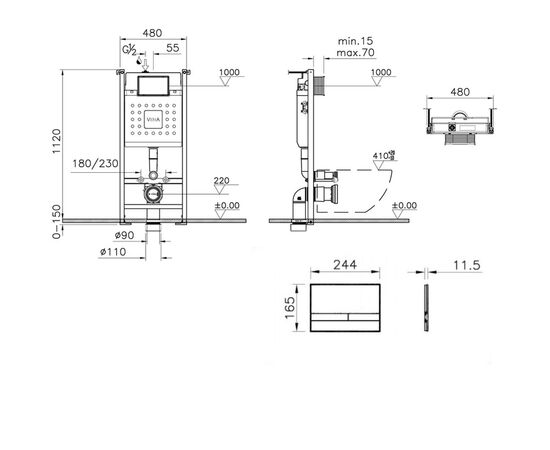 Инсталляция 3в1 v-fix сore 732-5800-01 740-1101 select черная в Шымкенте фото № 3