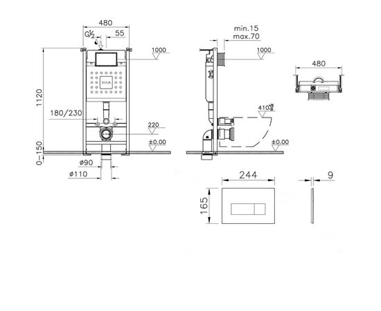 Инсталляция 3в1 v-fix сore 732-5800-01 740-2300 root square белая в Шымкенте фото № 3