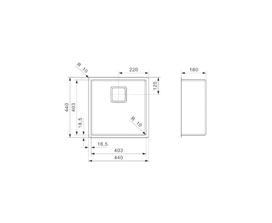 Кухонная мойка reginox texas r28025 40x40 okg, квадратная, нержавеющая сталь в Шымкенте фото № 2