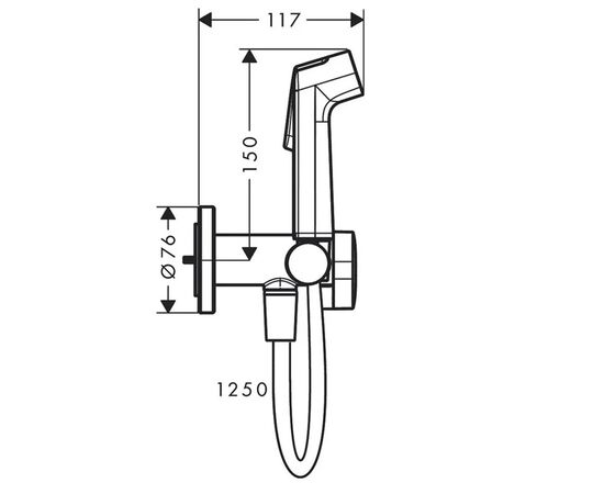 Гигиенический душ hansgrohe bidette s 29232340 в комплекте со скрытой частью 29235180, черный хром в Шымкенте фото № 5
