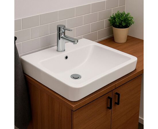 раковина накладная hans 8175hs 61x46см, полувстраиваемае, белая в Шымкенте фото № 2