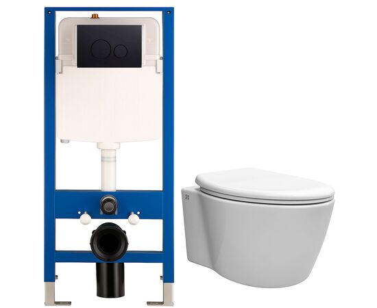 унитаз с инсталляцией 5в1 hans 5510 h5108-0103, круглая черная клавиша в Шымкенте фото № 1