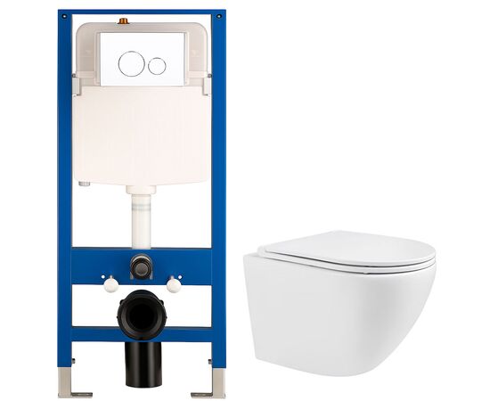 унитаз с инсталляцией 4в1 hans hs-046tq2 h5108-0107, круглая белая клавиша в Шымкенте фото № 1