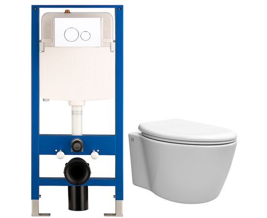 унитаз с инсталляцией 5в1 hans 5510 h5108-0107, круглая белая клавиша в Шымкенте фото № 1