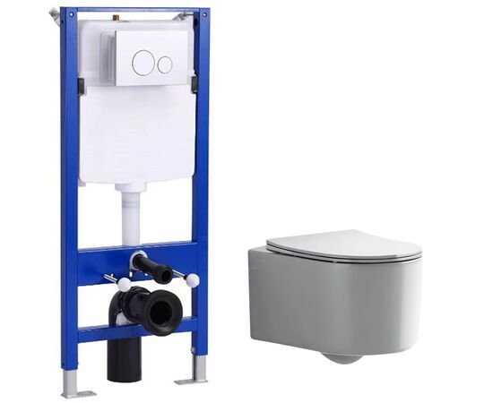 унитаз с инсталляцией 5в1 hans m5504d h5108-0107, белая круглая клавиша в Шымкенте фото № 1