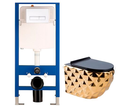 унитаз с инсталляцией 5в1 hans vg5626/010 h5108-0107, прямоугольная белая клавиша в Шымкенте фото № 1