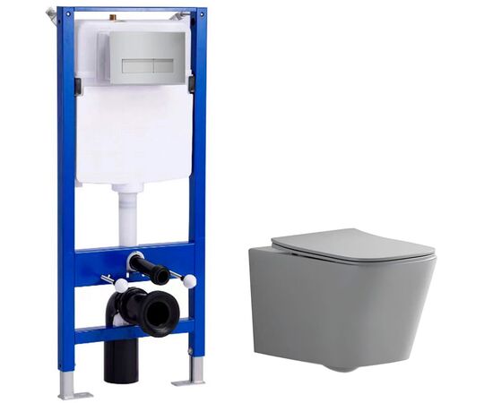 унитаз с инсталляцией 5в1 hans m5505d h5108-0201, прямоугольная хром клавиша в Шымкенте фото № 1