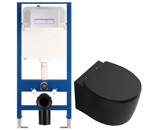 унитаз с инсталляцией 5в1 hans m5510b h5108-0207, прямоугольная белая клавиша в Шымкенте фото № 1