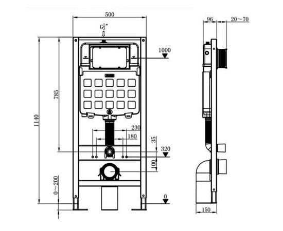 унитаз с инсталляцией 5в1 hans hs-046tq2 h5108-0201, прямоугольная хром клавиша в Шымкенте фото № 2