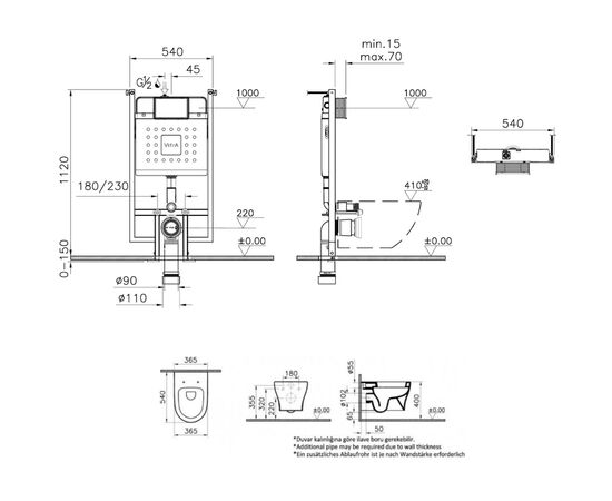унитаз с инсталляцией 4в1 vitra v-fix core 800-1875, bella 4449b003-0101 lift, клавиша root s хром в Шымкенте фото № 2