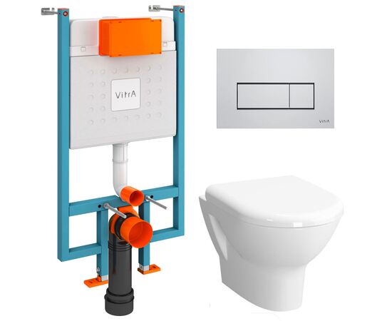 унитаз с инсталляцией 4в1 vitra v-fix core 800-1875, vitra zentrum 5795b003-0850 функция биде, клавиша root r хром в Шымкенте фото № 1