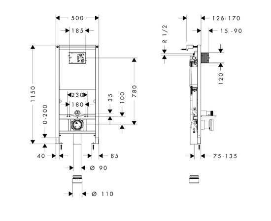 унитаз с инсталляцией 5в1 villeroy&boch subway 3.0 4670ts01 безободковый twistflush, hansgrohe iframe 01022180, клавиша хром element e 66003000 в Шымкенте фото № 8