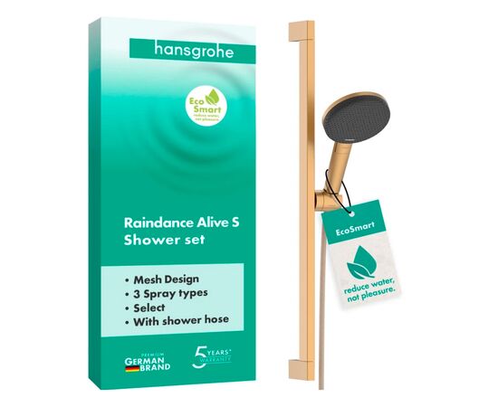 Душевой гарнитур hansgrohe raindance alive select 125, 3 струи, со штангой unica e puro 65 см, 24600140, шлифованная бронза в Шымкенте фото № 1