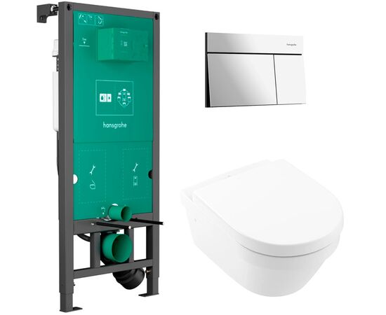 унитаз с инсталляцией 5в1 villeroy&boch architectura 4694hr01 безободковый directflush, hansgrohe iframe 01022180, клавиша хром element e 66003000 в Шымкенте фото № 1